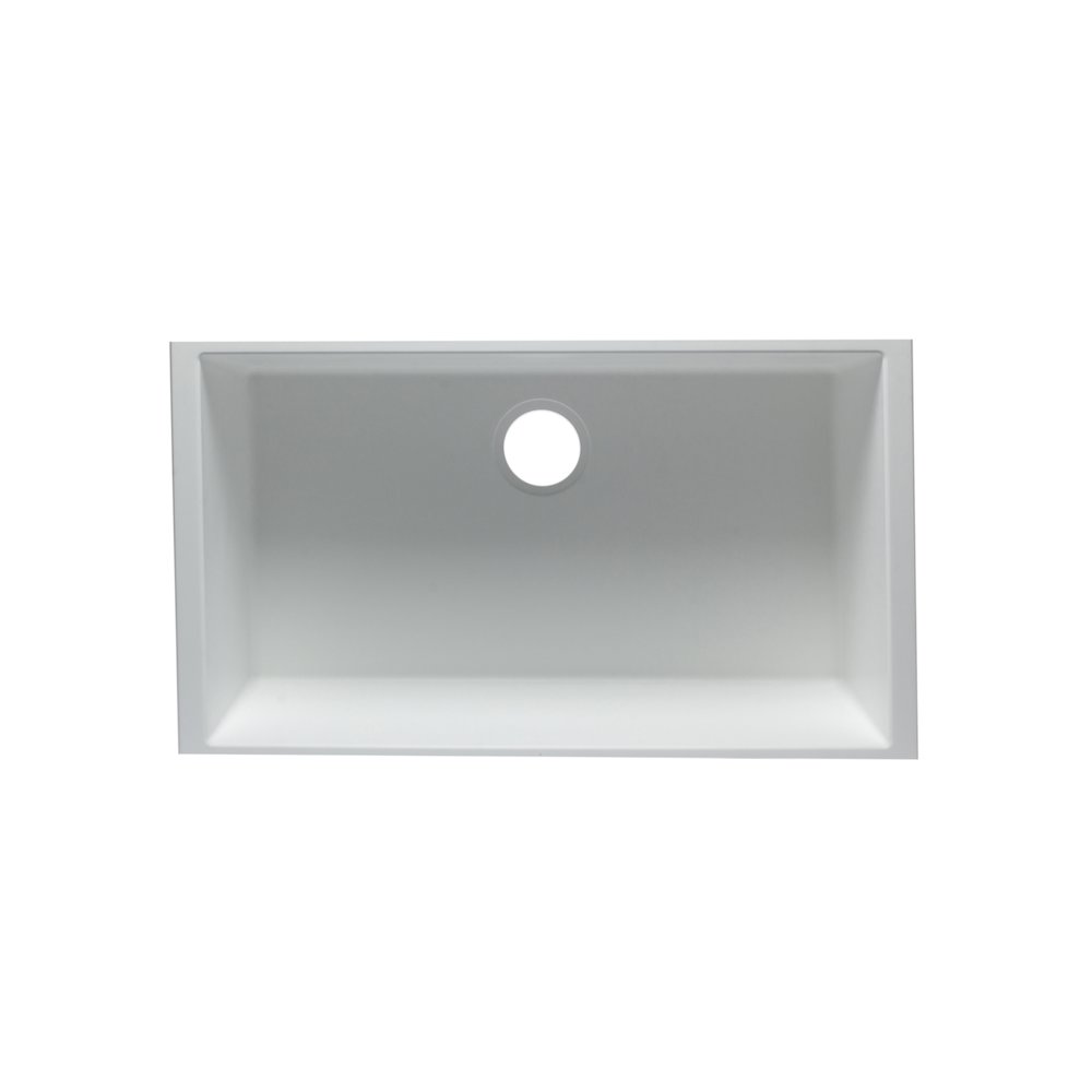 White 33" Single Bowl Undermount Granite Composite Kitchen Sink. Picture 7