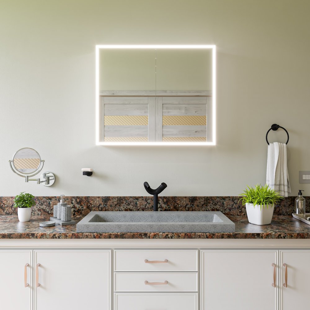 40" Solid Concrete Gray Matte Trough Sink for the Bathroom. Picture 5