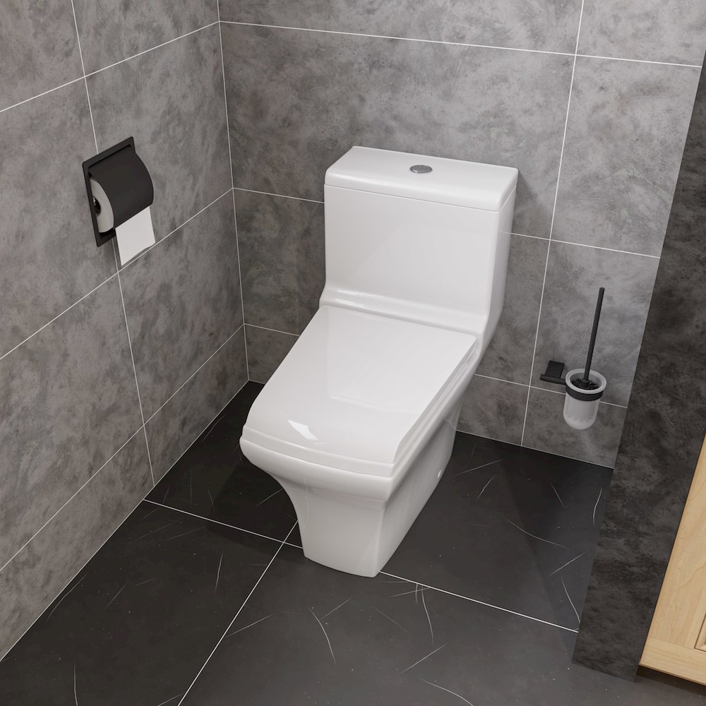 Black Matte Stainless Steel Recessed Toilet Paper Holder with Cover. Picture 2