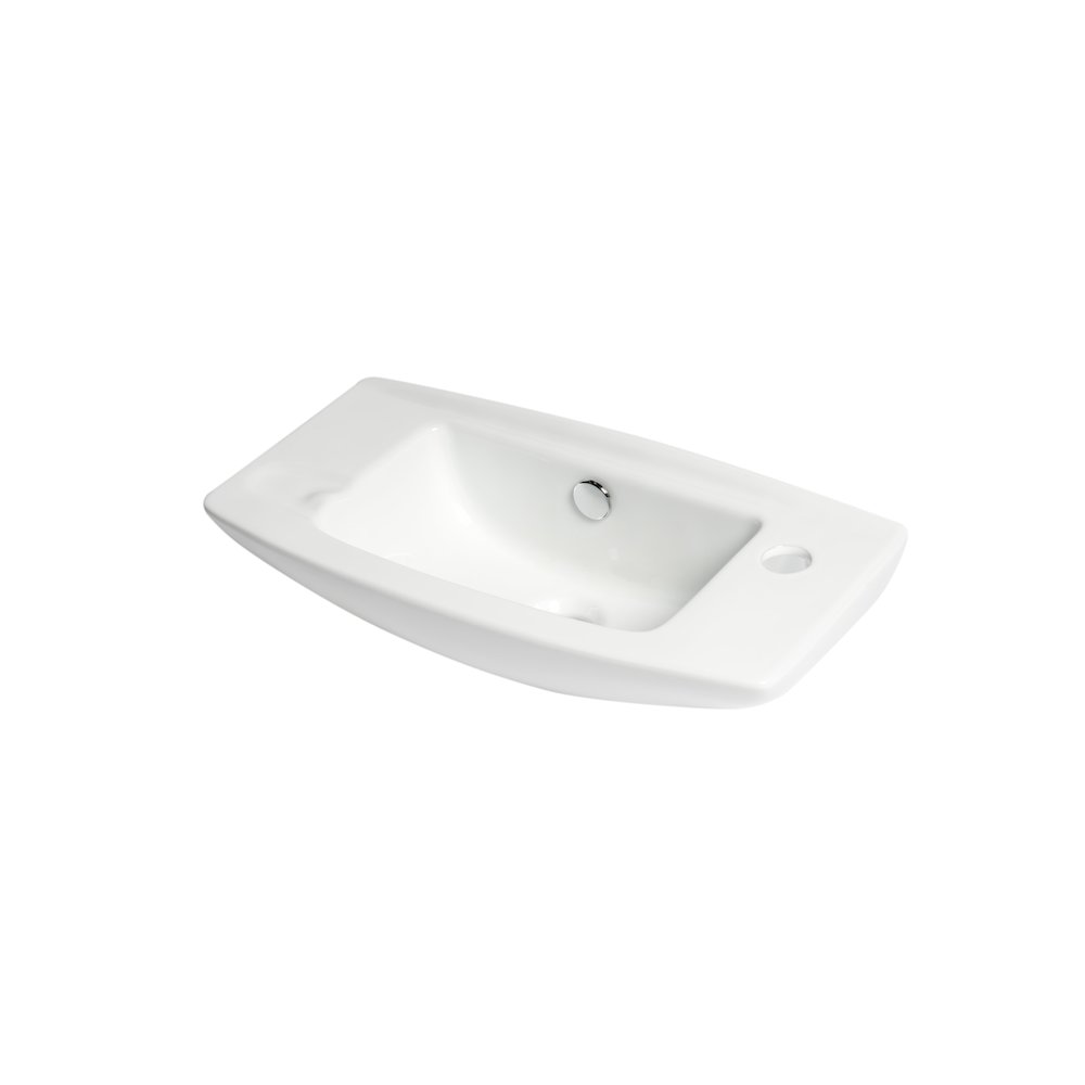 White 20" Small Wall Mounted Ceramic Sink with Faucet Hole. Picture 6