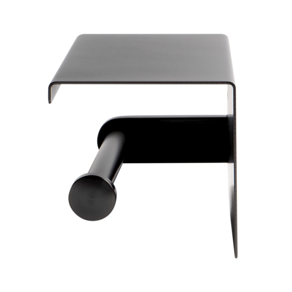 ALFI brand Brushed Black PVD Stainless Steel Toilet Paper Holder with Shelf. Picture 4