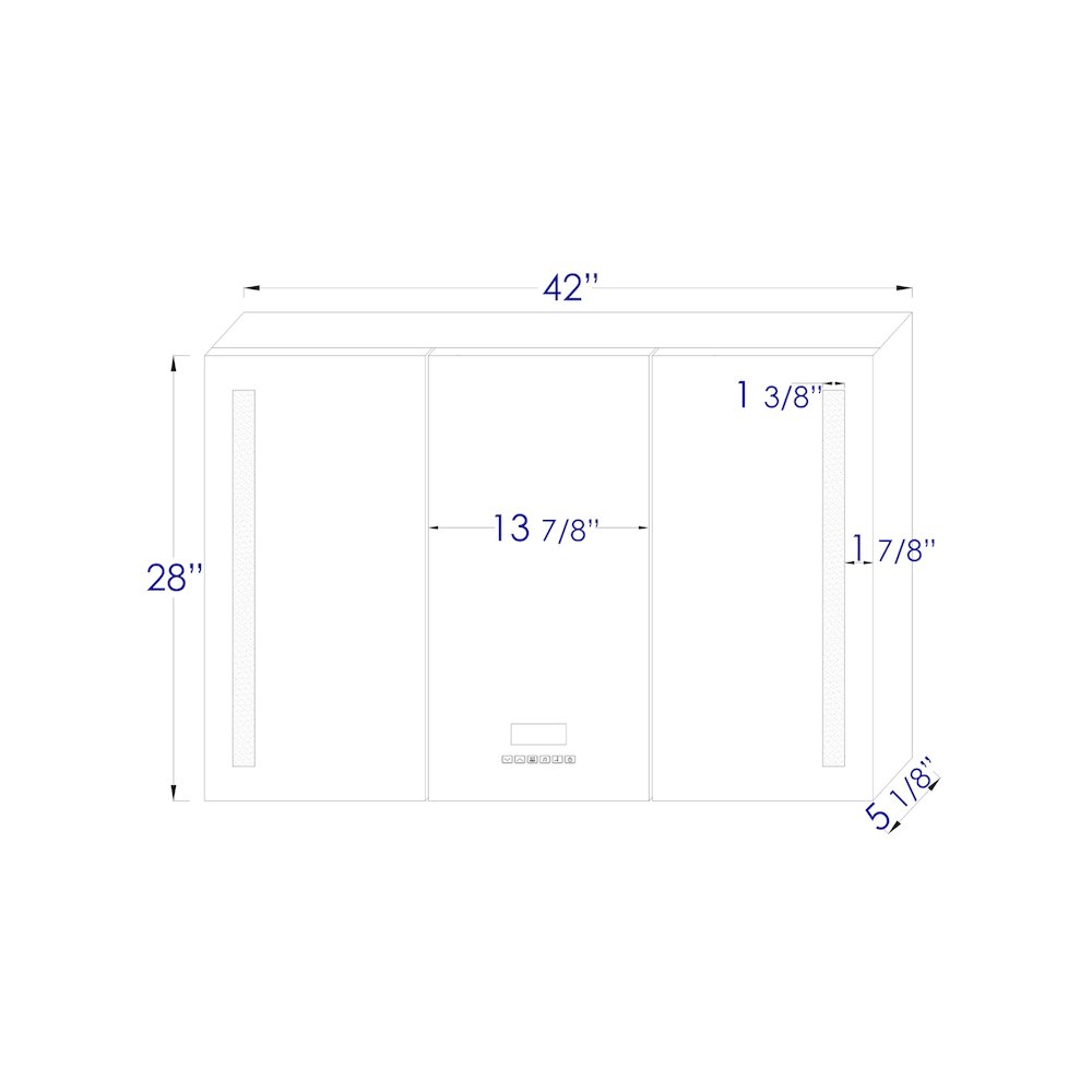 42" x 28" Triple Door LED Light Bluetooth Medicine Cabinet. Picture 10