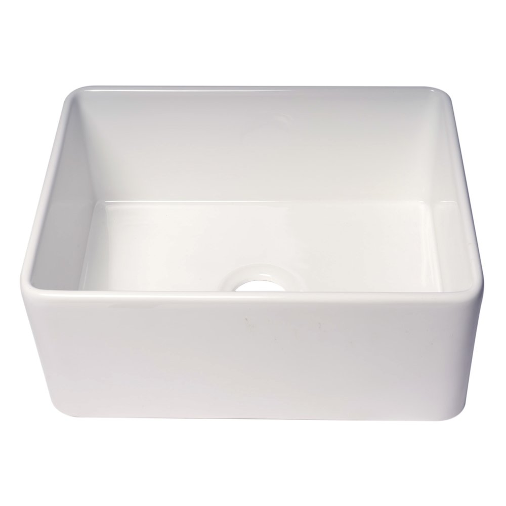 ABF2418 24" White Thin Wall Single Bowl Smooth Apron Fireclay Kitchen Farm Sink. Picture 5