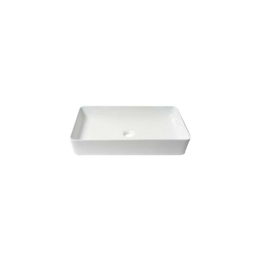 White 24" Modern Rectangular Above Mount Ceramic Sink. Picture 7