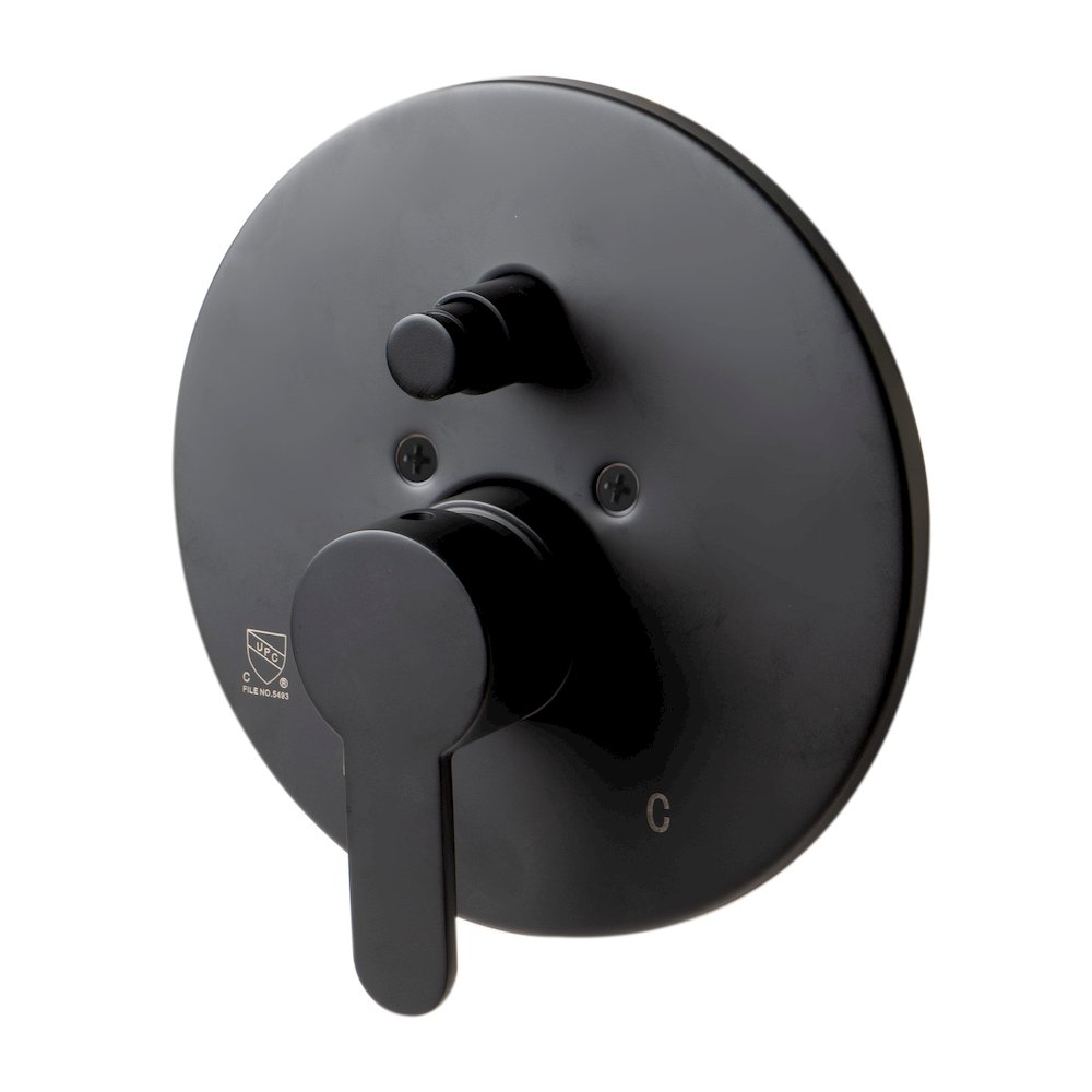 Black Matte Shower Valve with Rounded Lever Handle and Diverter. Picture 1