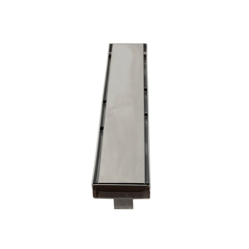 32" Modern Brushed Stainless Steel Linear Shower Drain with Solid Cover. Picture 6