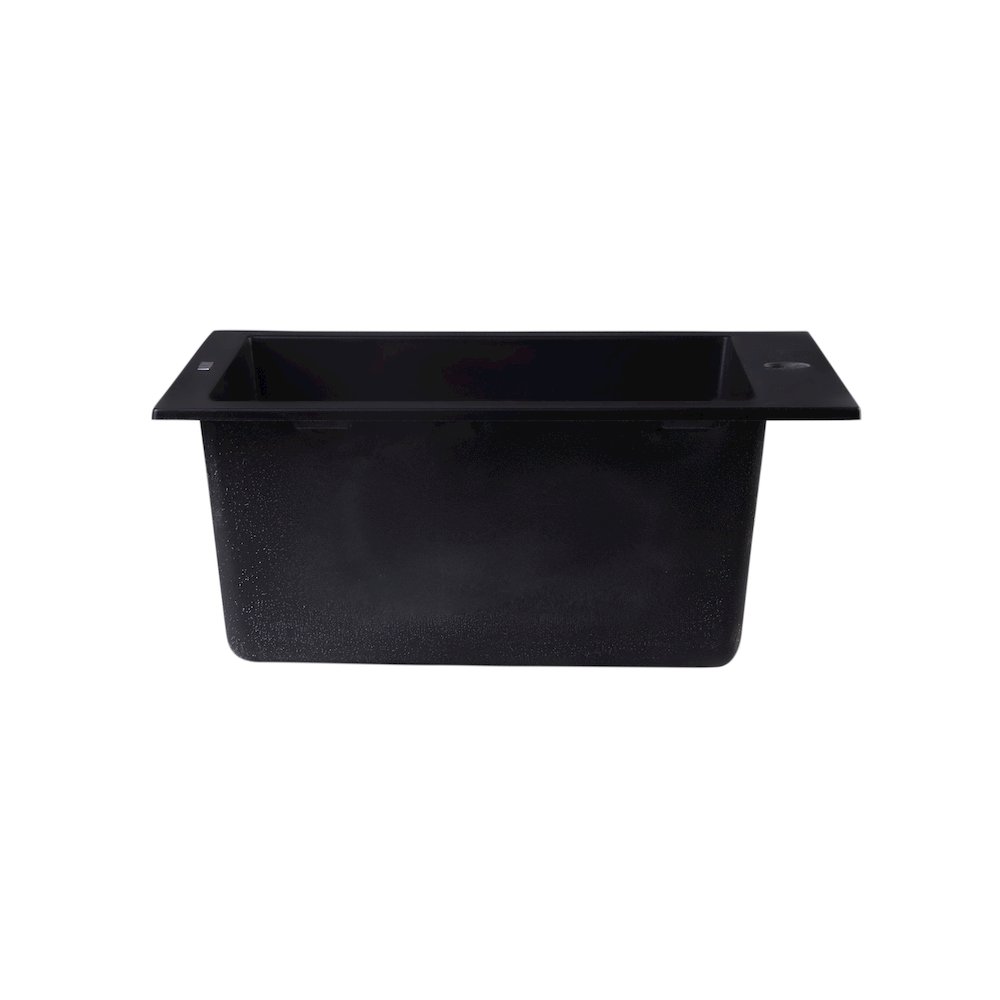 Black 17" Drop-In Rectangular Granite Composite Kitchen Prep Sink. Picture 8