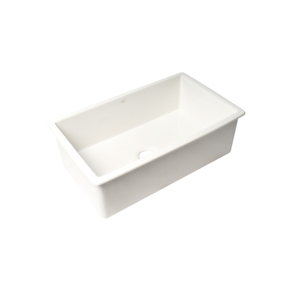 Fireclay White 32" x 19" Single Bowl Undermount / Drop In Kitchen Sink w Grid. Picture 3