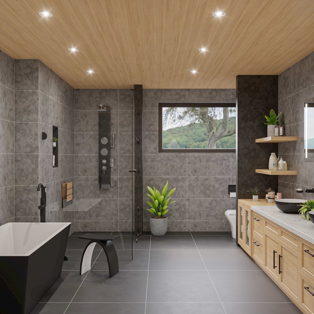 Black Glass Shower Panel with 2 Body Sprays and Rain Shower Head. Picture 6