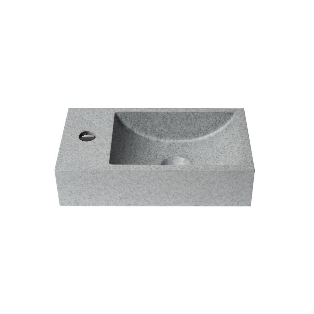 16" Small Rectangular Solid Concrete Gray Matte Wall Mounted Bathroom Sink. Picture 1