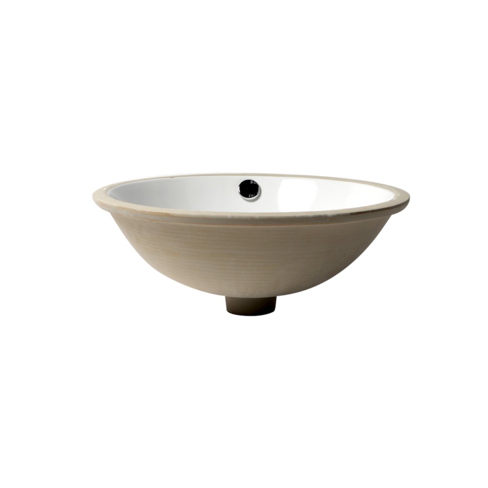 White 17" Round Undermount Ceramic Sink. Picture 8