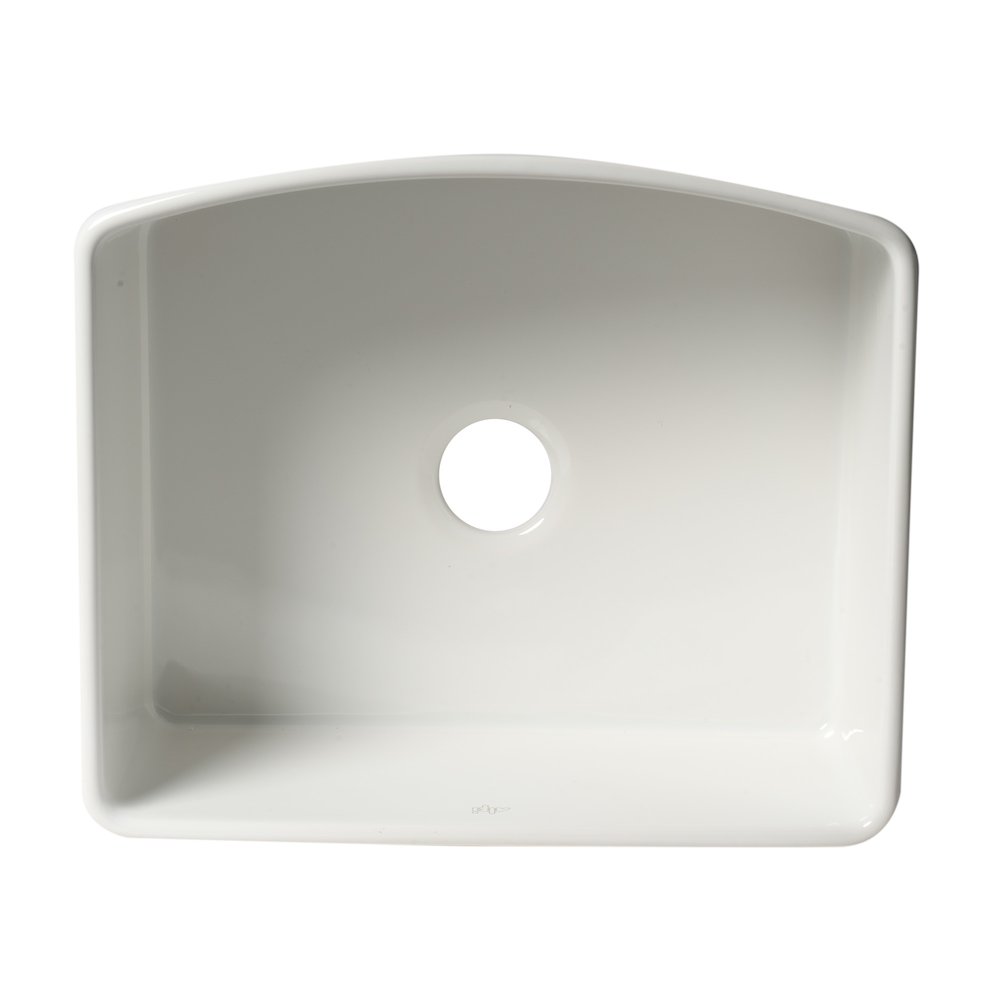 ALFI Brand White Smooth Curved Apron 24" x 20" Single Bowl Fireclay Farm Sink. Picture 7