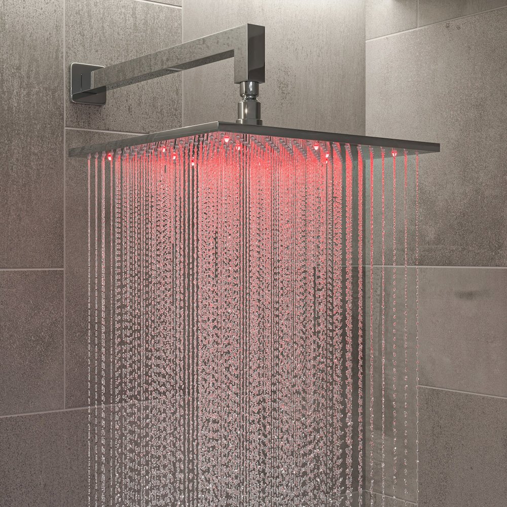 Polished Chrome 12" Square Multi Color LED Rain Shower Head. Picture 8