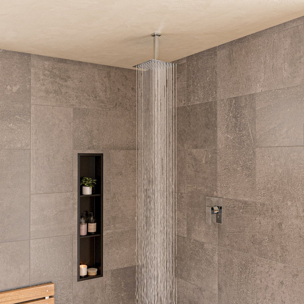 Polished Chrome Shower Valve Mixer With Square Lever Handle. Picture 7