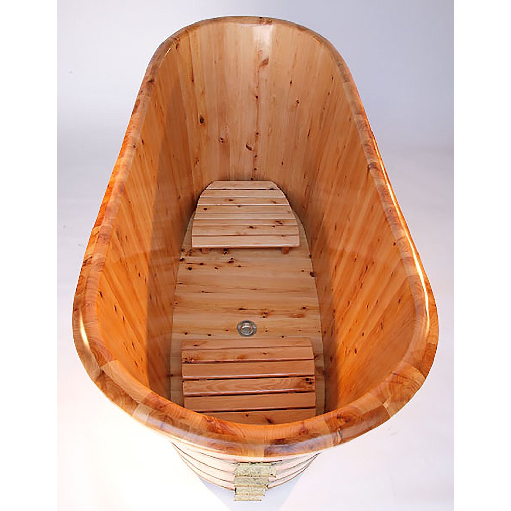 63" Free Standing Cedar Wooden Bathtub. Picture 3