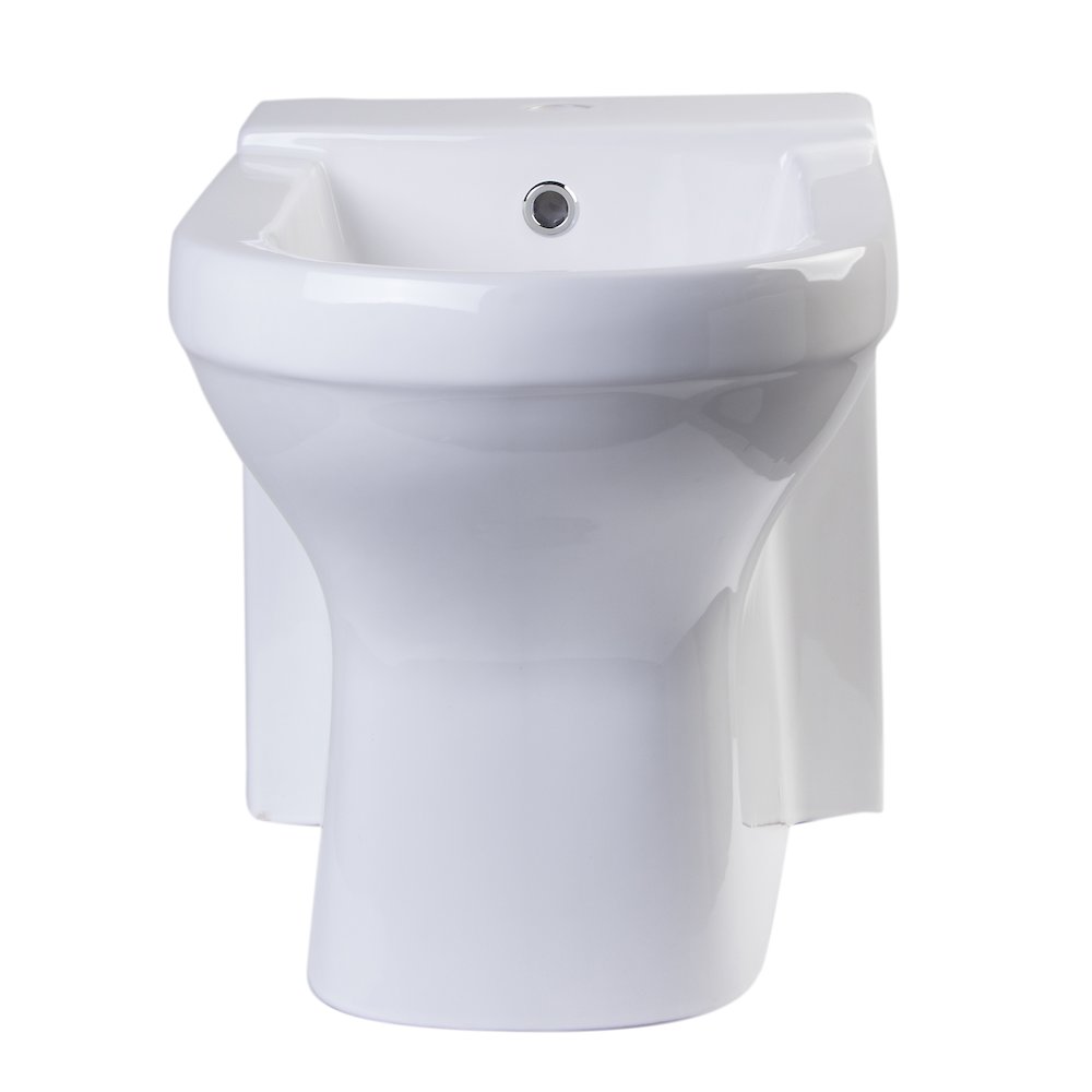 White Ceramic Bathroom Bidet with Elongated Seat. Picture 3