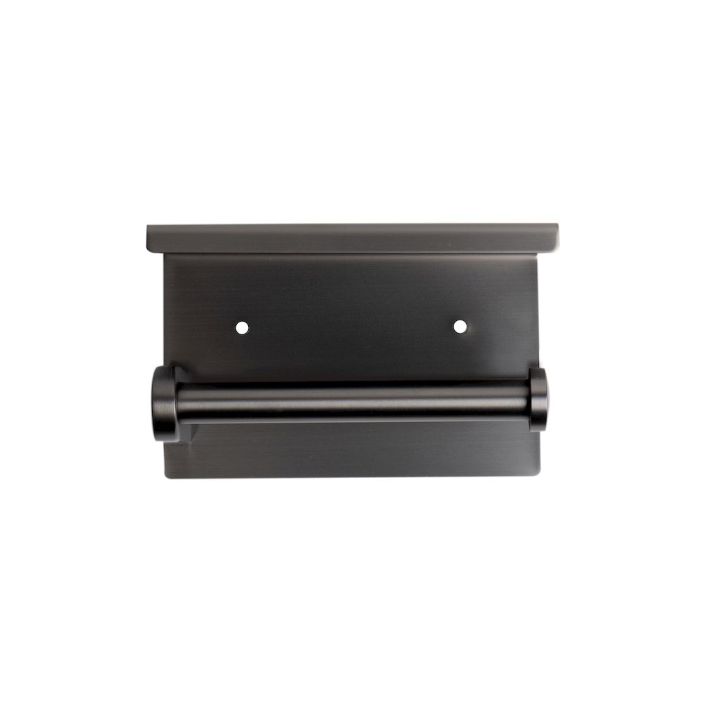 ALFI brand Brushed Black PVD Stainless Steel Toilet Paper Holder with Shelf. Picture 5