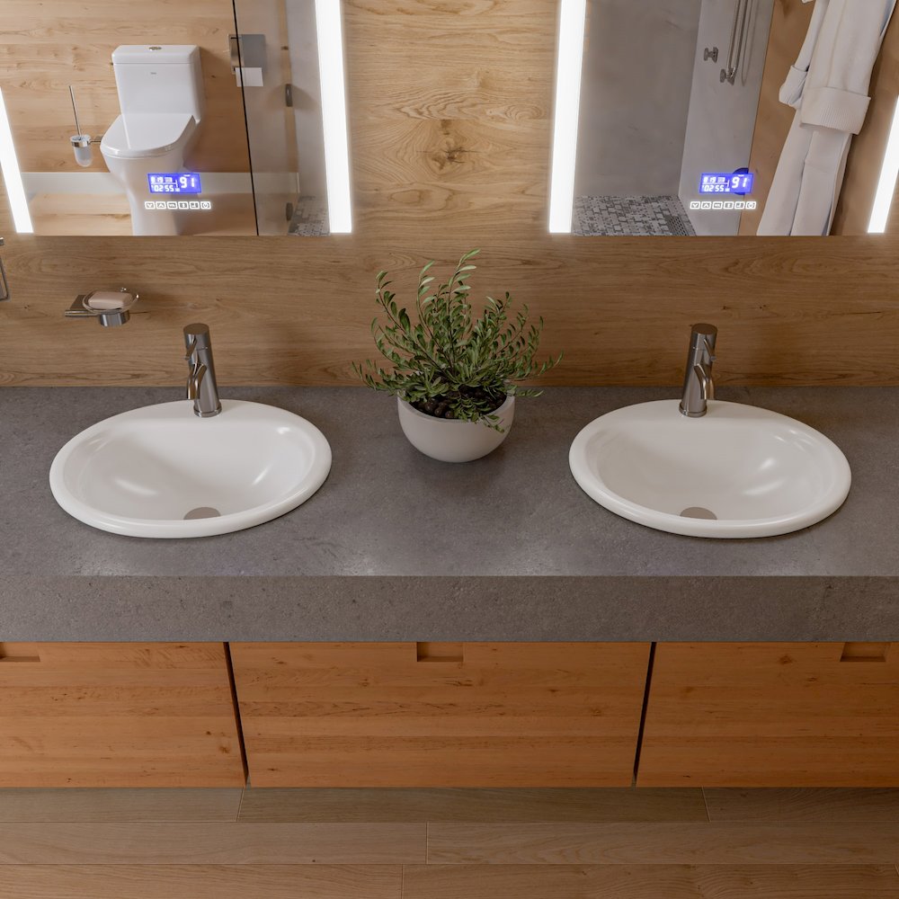White 21" Oval Drop In Ceramic Sink with Faucet Hole. Picture 5