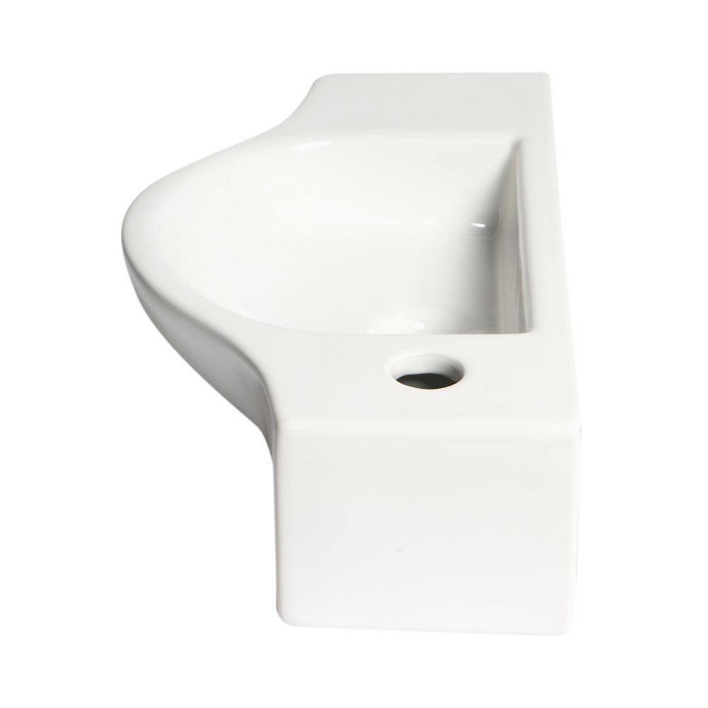 White 18" Small Wall Mounted Ceramic Sink with Faucet Hole. Picture 4