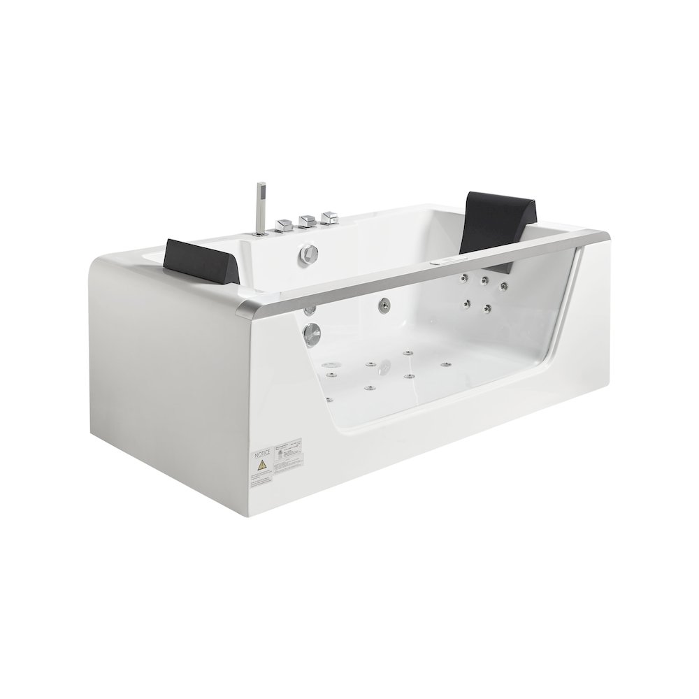 6 ft Clear Rectangular Acrylic Whirlpool Bathtub for Two. Picture 1