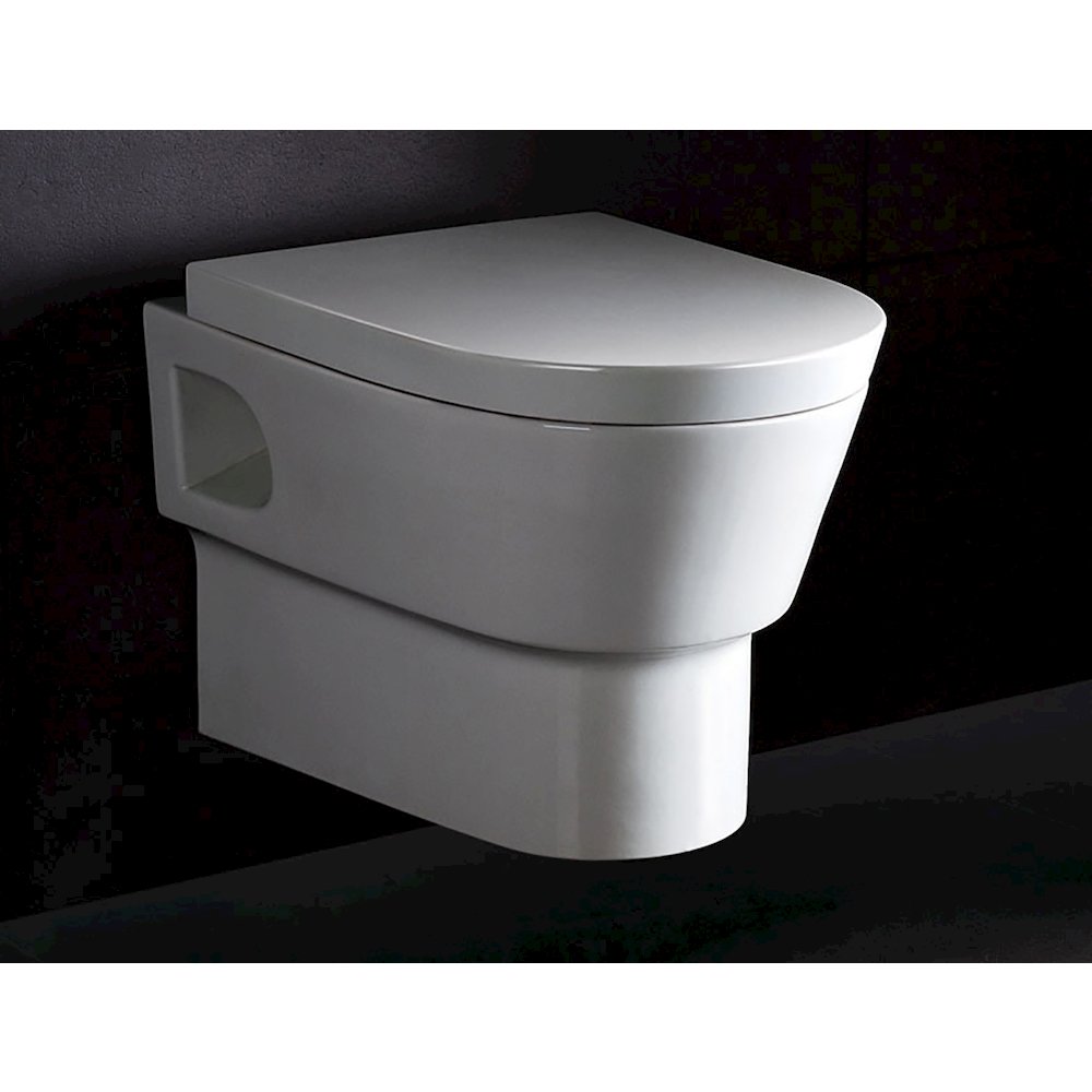 Round Modern Wall Mount Dual Flush Toilet Bowl. Picture 2