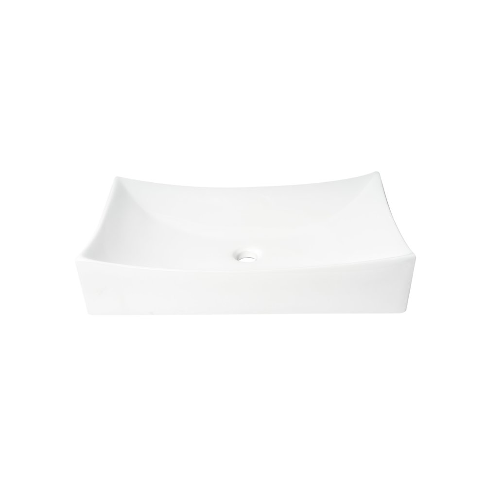 White 26" Fancy Rectangular Above Mount Ceramic Sink. Picture 7