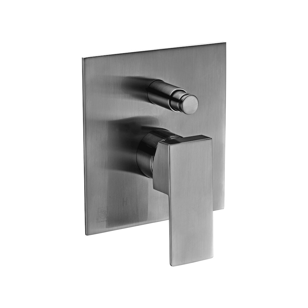 Brushed Nickel Shower Valve Mixer with Square Lever Handle and Diverter. Picture 6