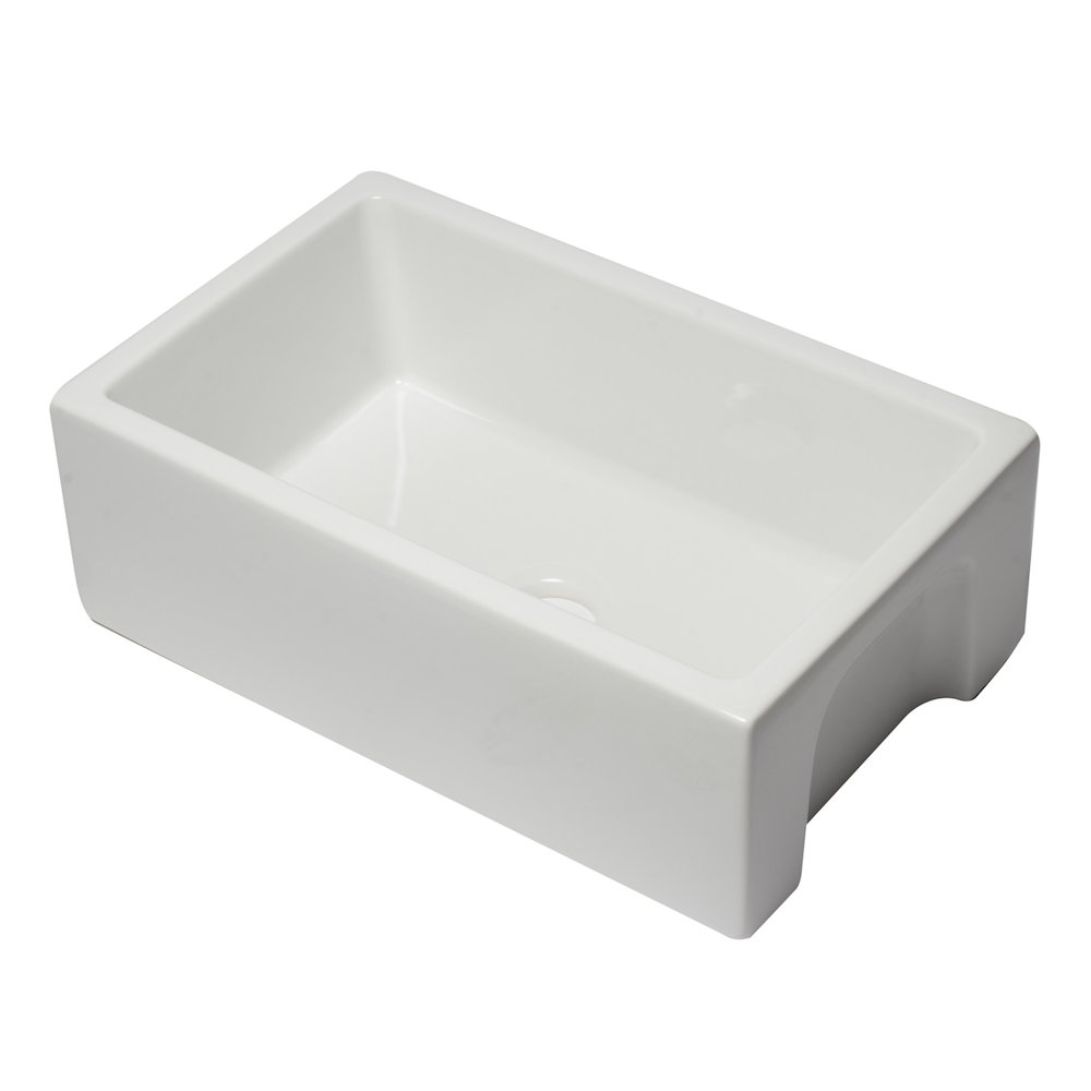 30 inch White Reversible Smooth / Fluted Single Bowl Fireclay Farm Sink. Picture 1