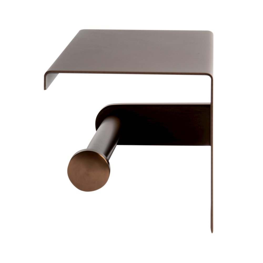 ALFI brand Brushed Copper PVD Stainless Steel Toilet Paper Holder with Shelf. Picture 4