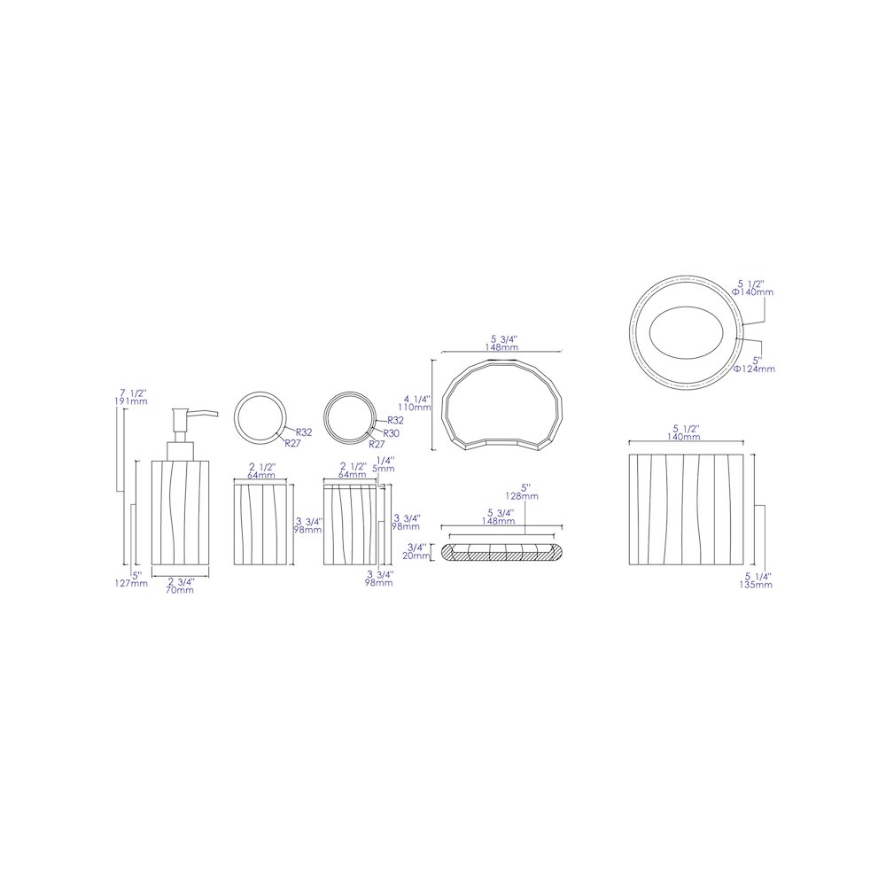 5 Piece Solid Concrete Gray Matte Bathroom Accessory Set. Picture 9