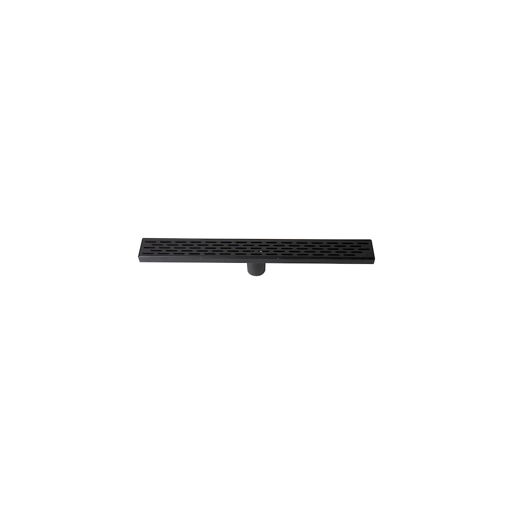 24" Black Matte Stainless Steel Linear Shower Drain with Groove Holes. Picture 1