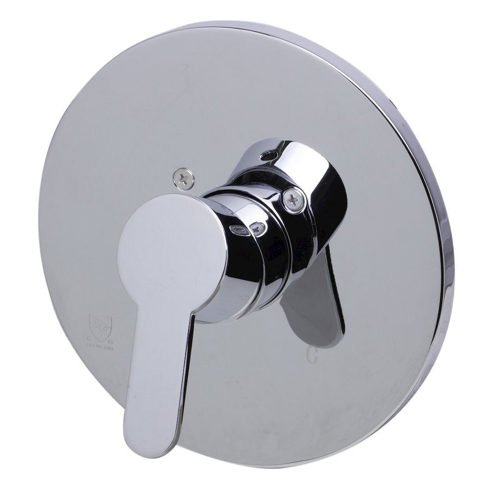 Polished Chrome Shower Valve Mixer with Rounded Lever Handle. Picture 1