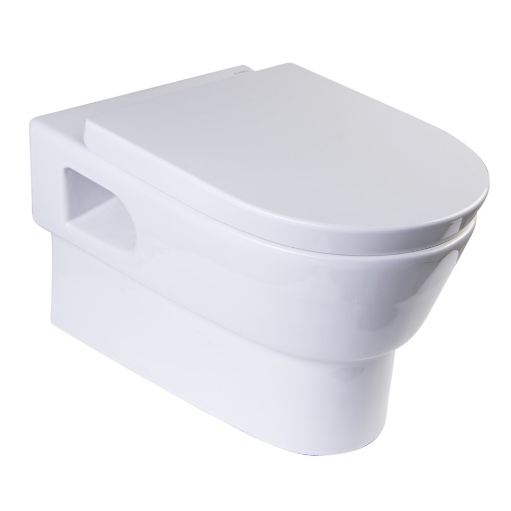 Round Modern Wall Mount Dual Flush Toilet Bowl. Picture 9