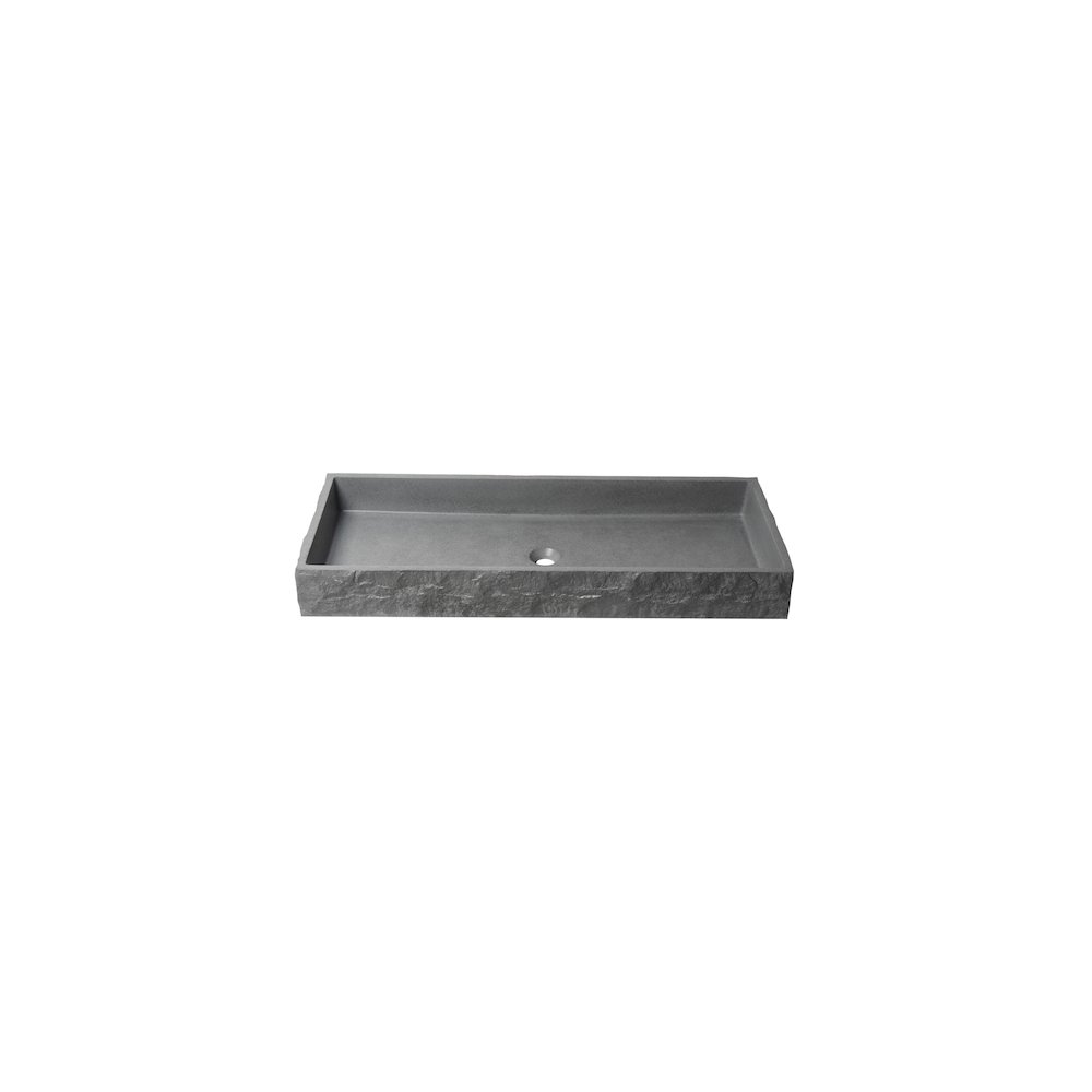39" Solid Concrete Gray Matte Trough Sink for the Bathroom. Picture 9