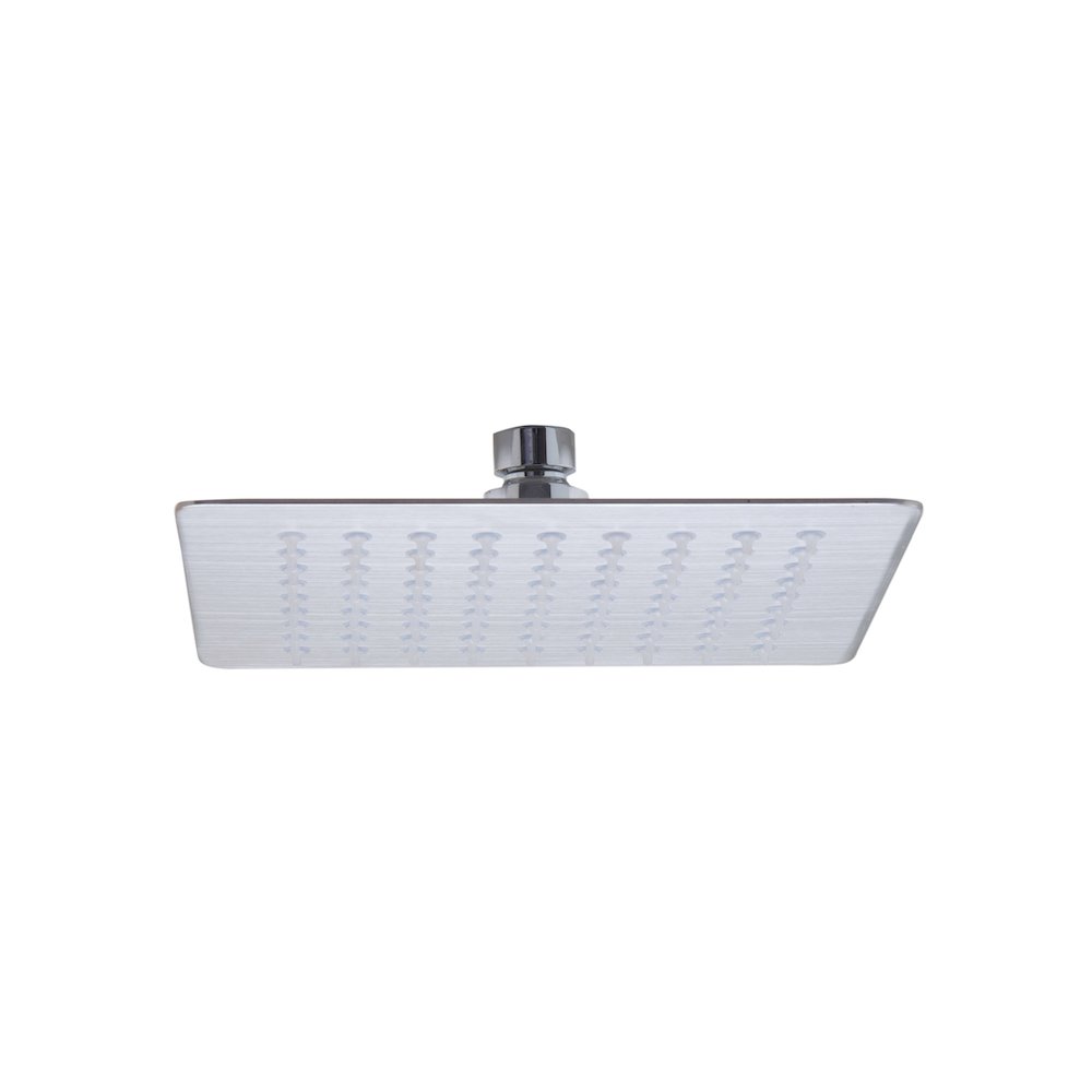 Solid Brushed Stainless Steel 8" Square Ultra Thin Rain Shower Head. Picture 1