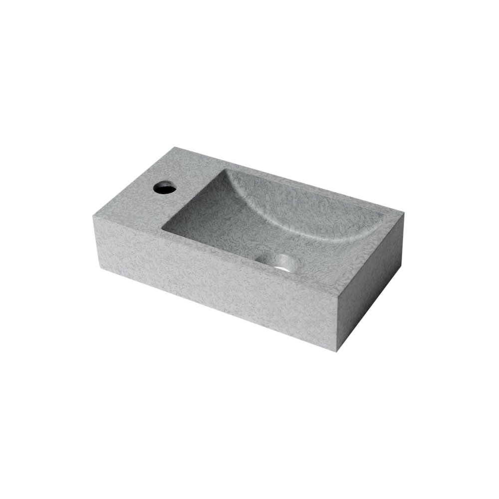 16" Small Rectangular Solid Concrete Gray Matte Wall Mounted Bathroom Sink. Picture 3
