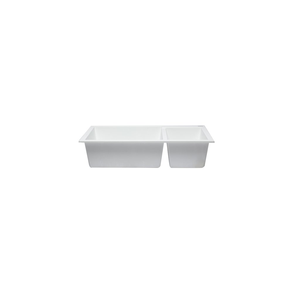 White 34" Double Bowl Undermount Granite Composite Kitchen Sink. Picture 9