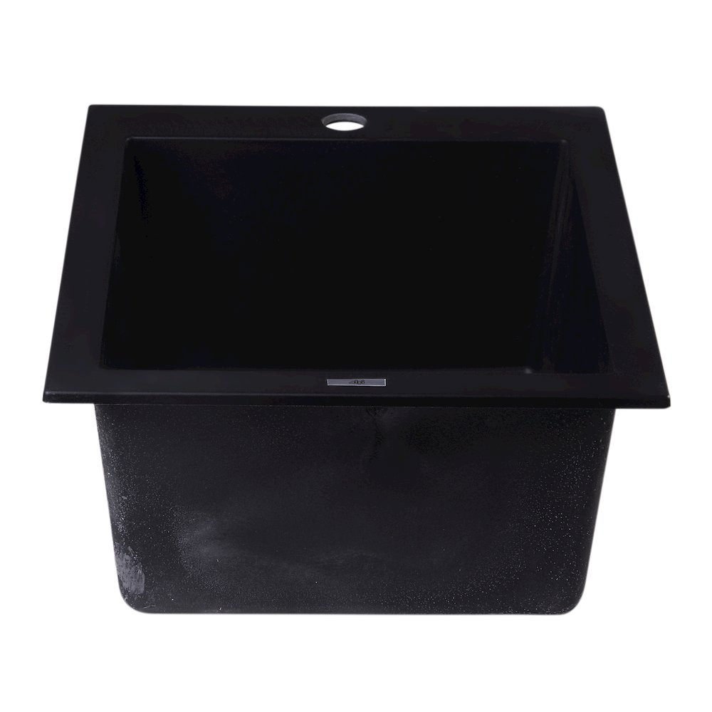 Black 17" Drop-In Rectangular Granite Composite Kitchen Prep Sink. Picture 6