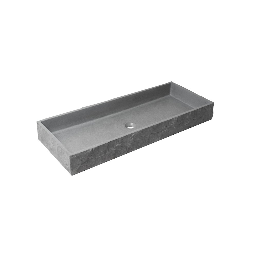 39" Solid Concrete Gray Matte Trough Sink for the Bathroom. Picture 7