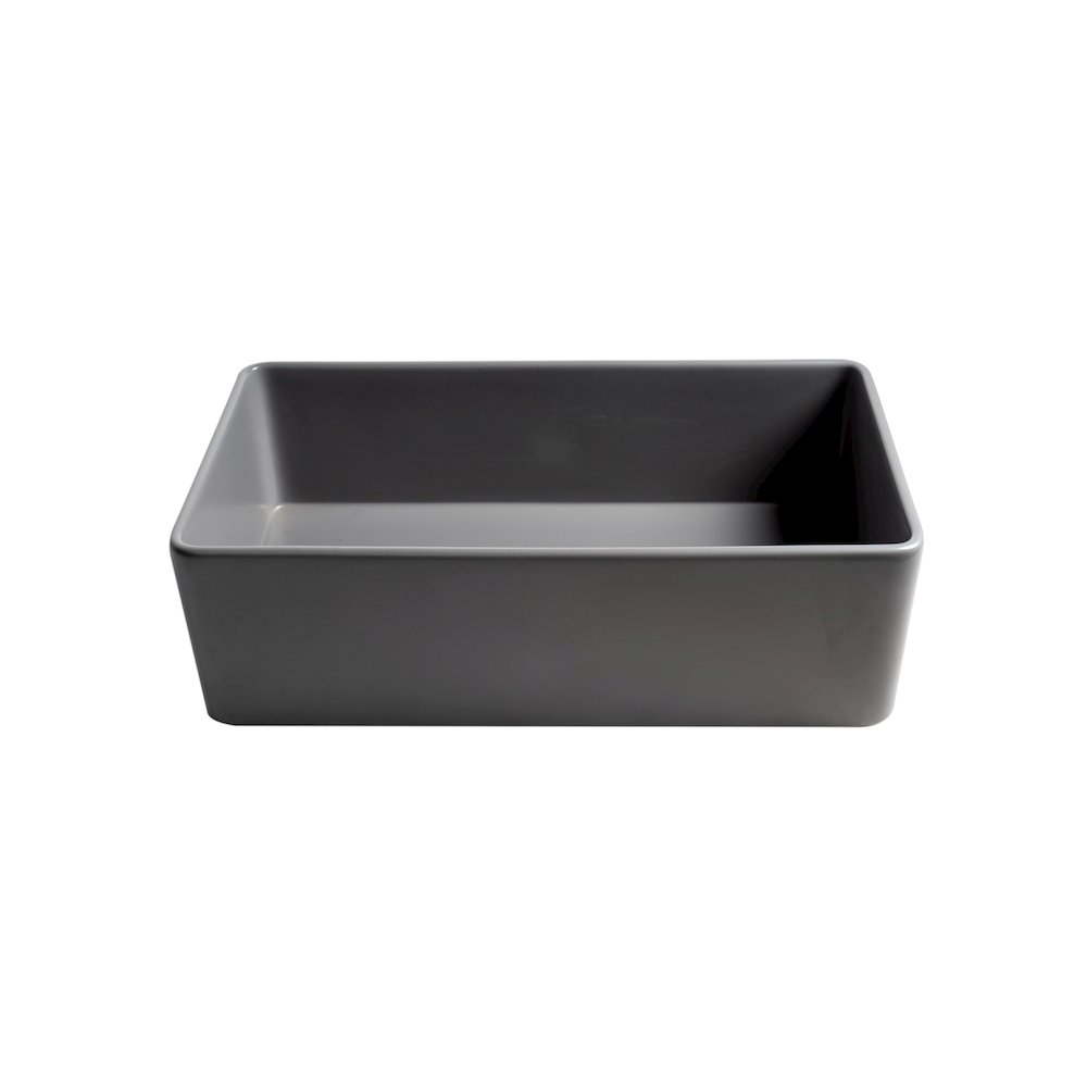Gray Matte Smooth Apron 33" x 18" Single Bowl Fireclay Farm Sink. Picture 6