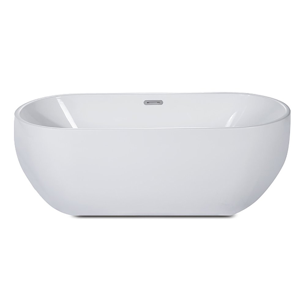 59 inch White Oval Acrylic Free Standing Soaking Bathtub. Picture 1