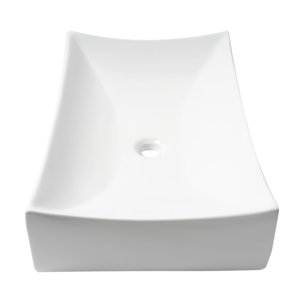 White 26" Fancy Rectangular Above Mount Ceramic Sink. Picture 6