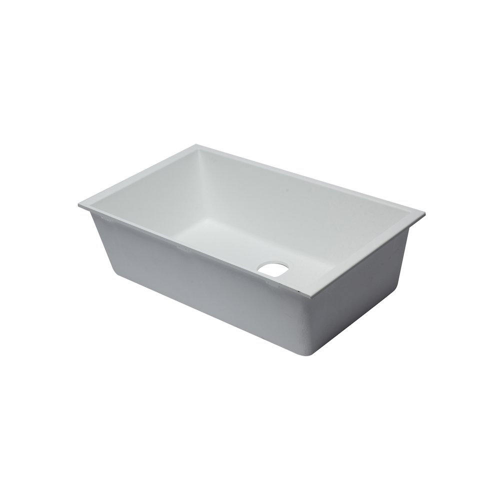 White 33" Single Bowl Undermount Granite Composite Kitchen Sink. Picture 1