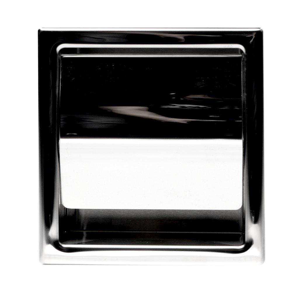 Polished Stainless Steel Recessed Toilet Paper Holder with Cover. Picture 8