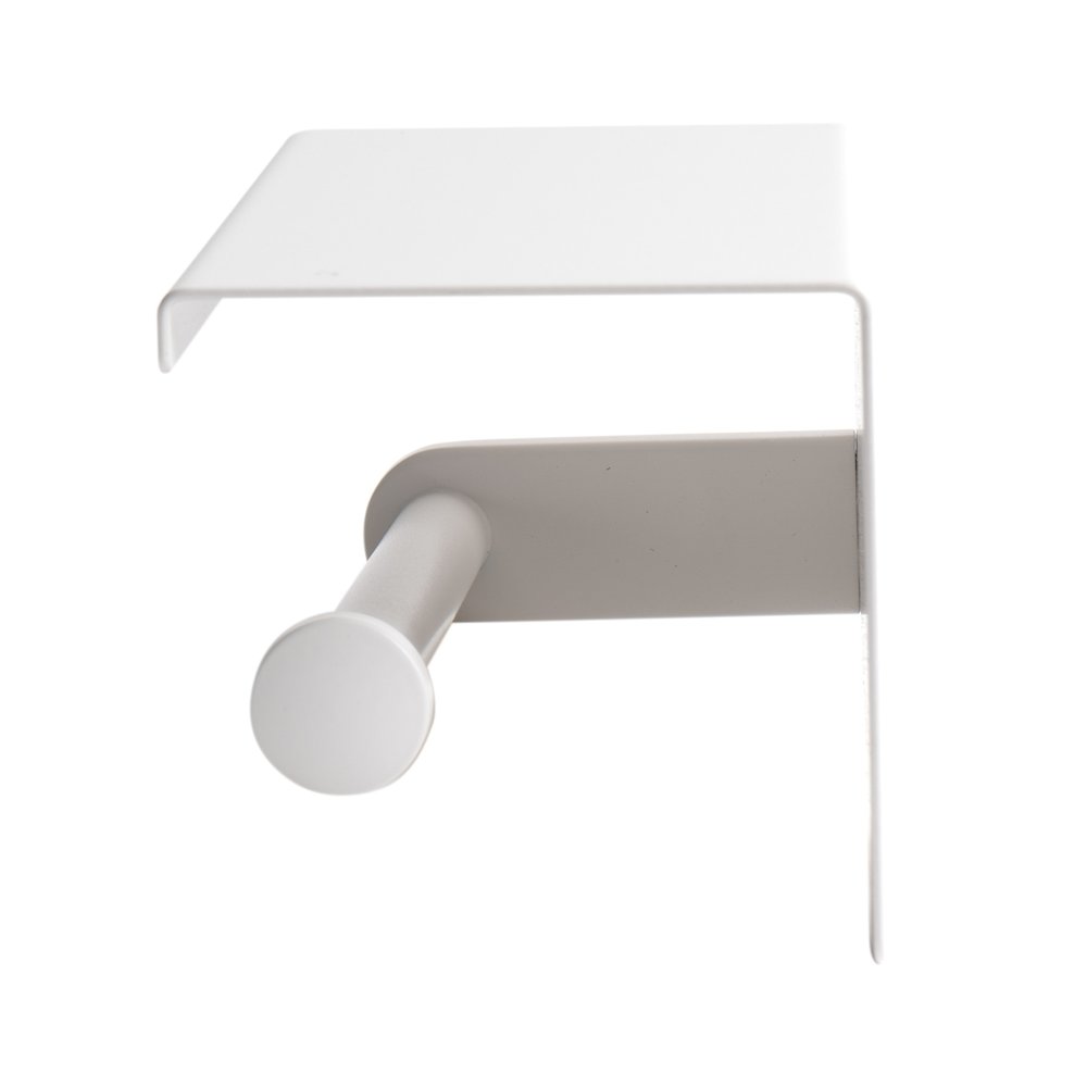 ALFI brand White Matte Stainless Steel Toilet Paper Holder with Shelf. Picture 5