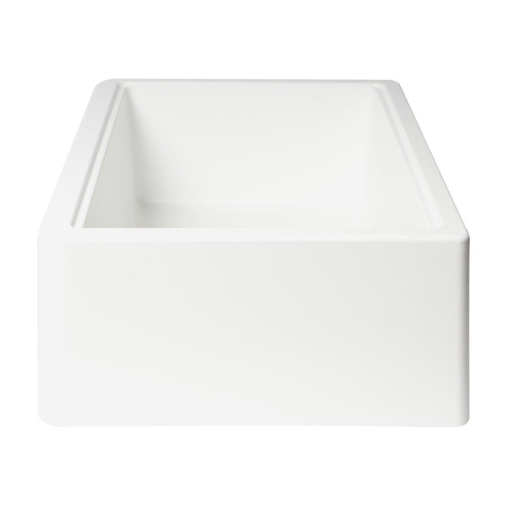 White 33" Granite Composite Single Bowl Drop In Farm Sink with Accessories. Picture 7