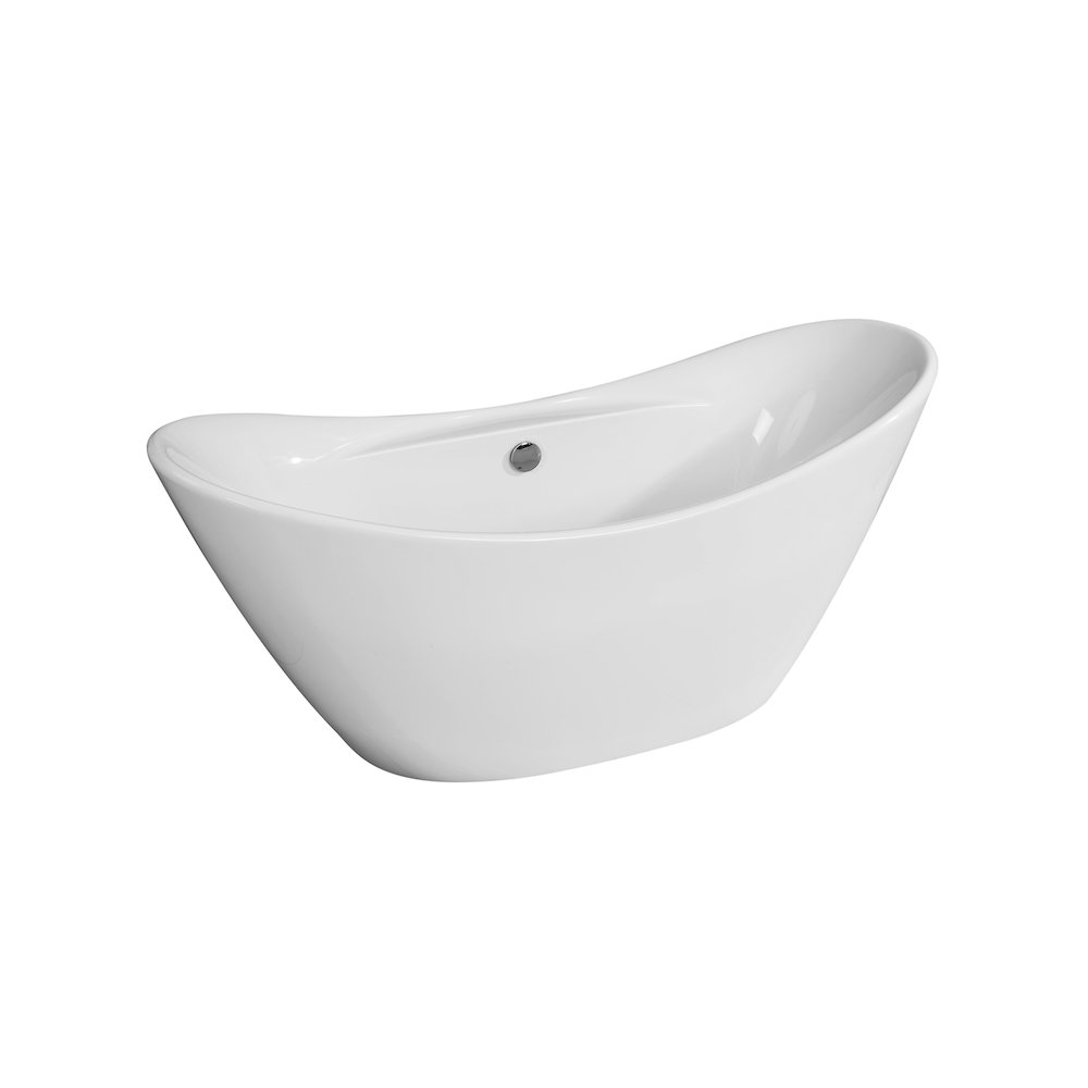 68 inch White Oval Acrylic Free Standing Soaking Bathtub. Picture 1