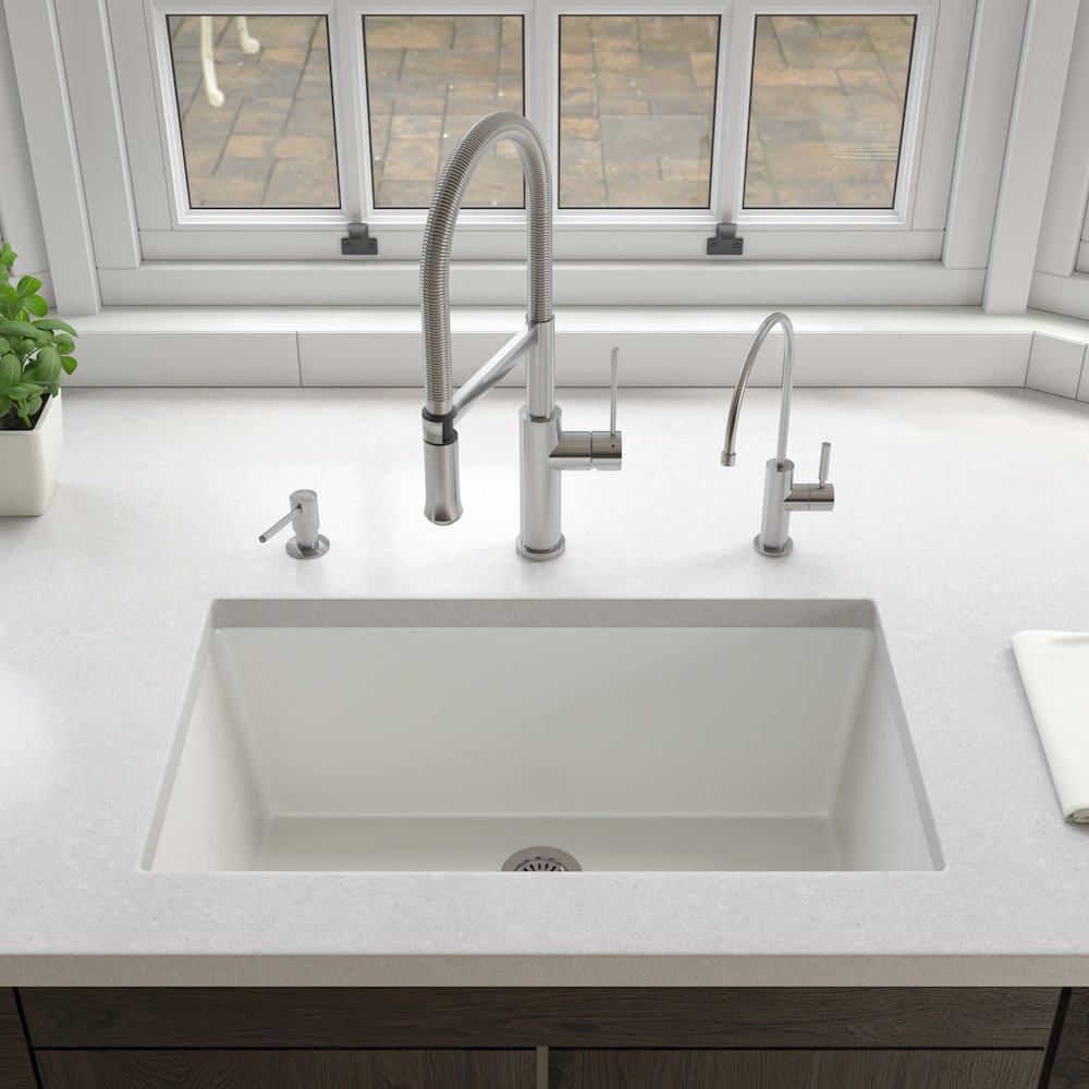 30" White Undermount / Drop In Fireclay Kitchen Sink. Picture 6