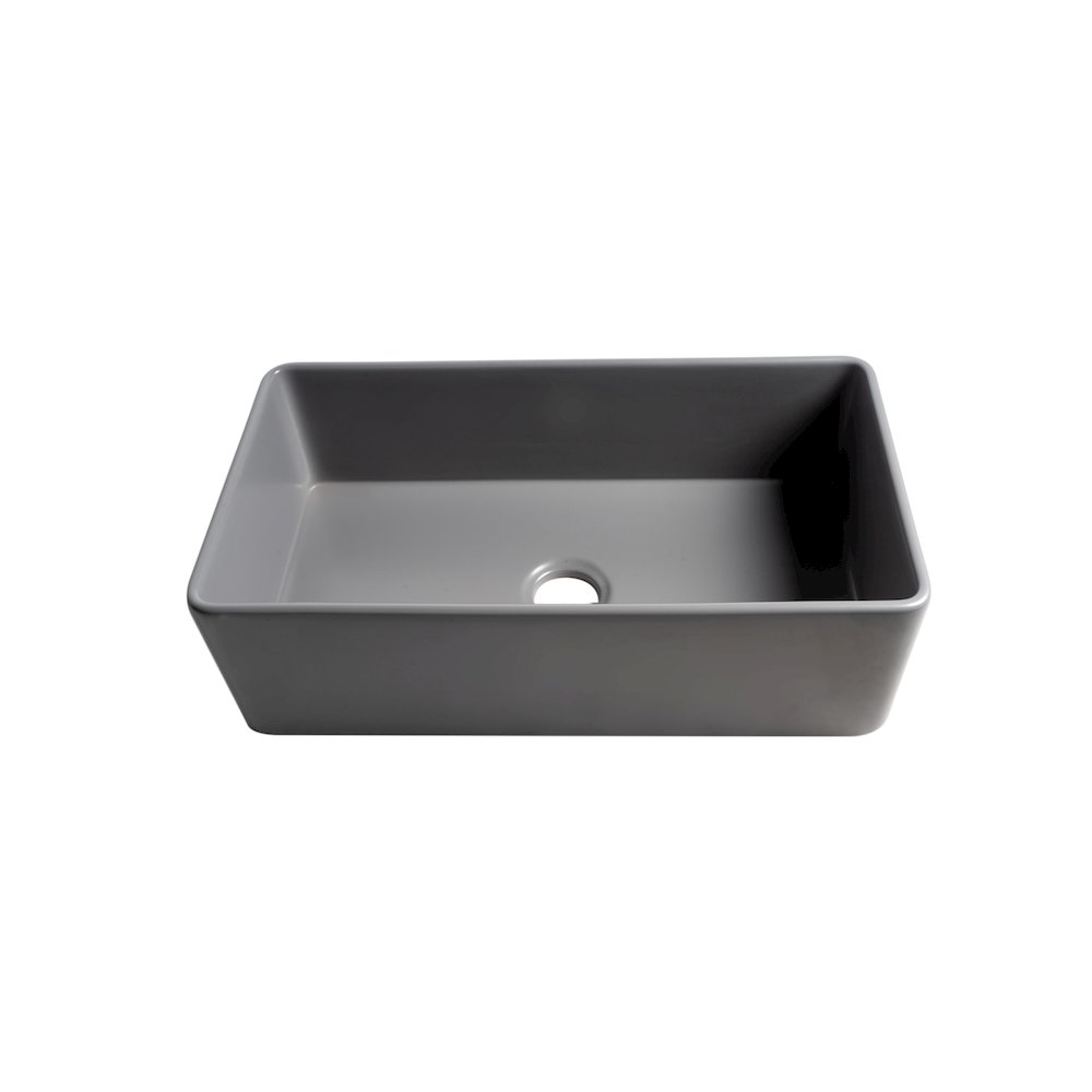 Gray Matte Smooth Apron 33" x 18" Single Bowl Fireclay Farm Sink. Picture 7