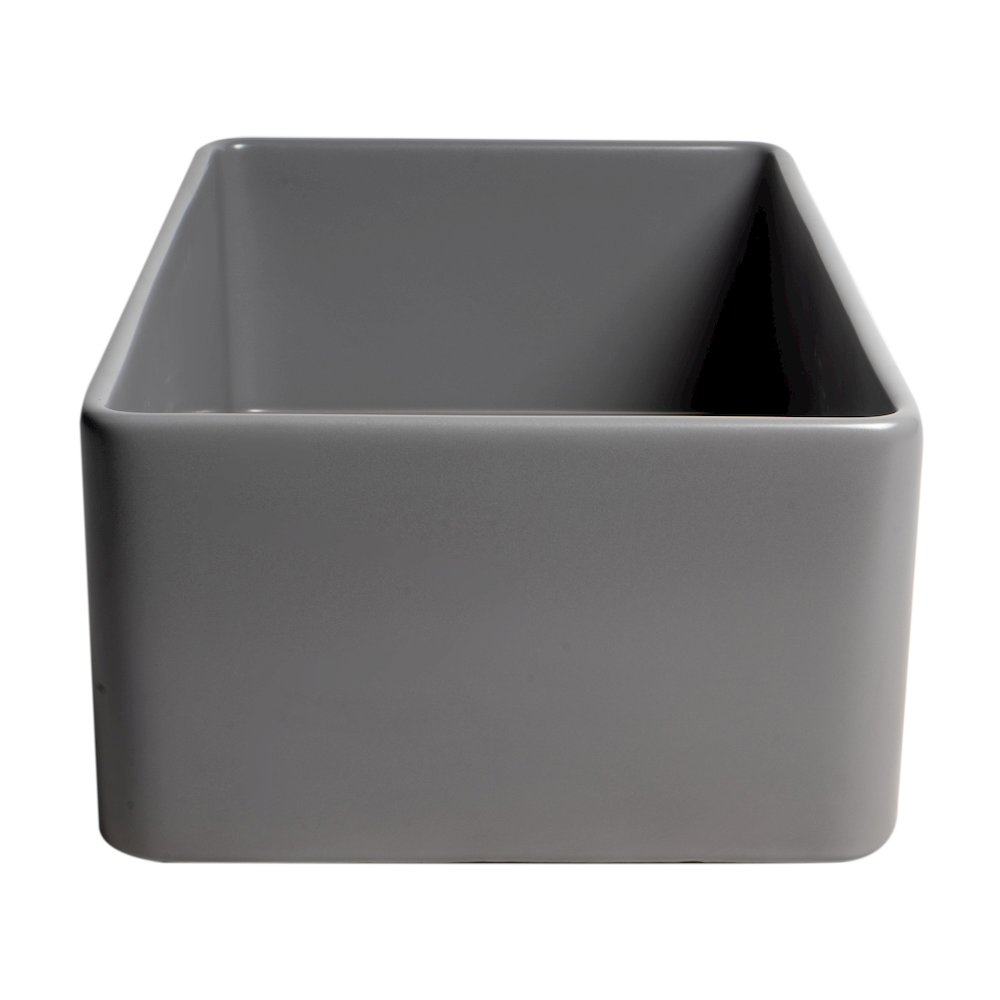 Gray Matte Smooth Apron 33" x 18" Single Bowl Fireclay Farm Sink. Picture 5